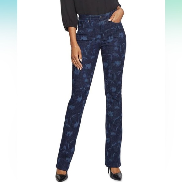 NYDJ LEAF PRINT SLIM BOOTCUT. SIZE 6. - Picture 2 of 11